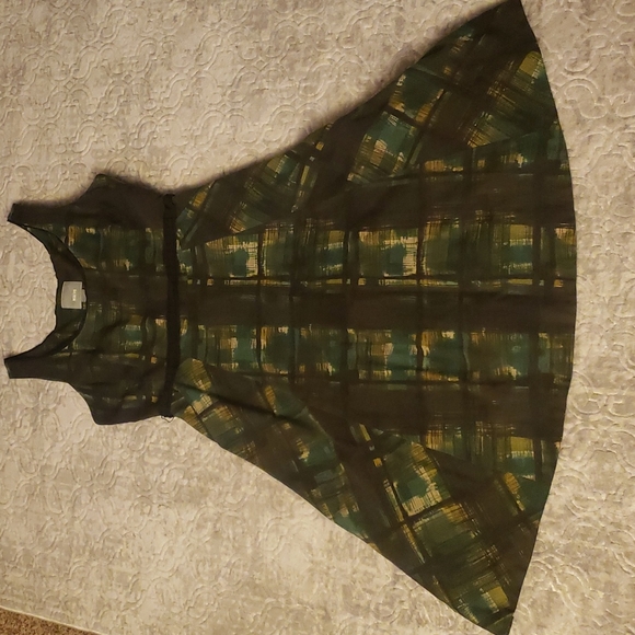 Mauve Dresses & Skirts - Anthropologie Mauve Emerald Green Painted Plaid Tulle Dress Holiday Cocktail